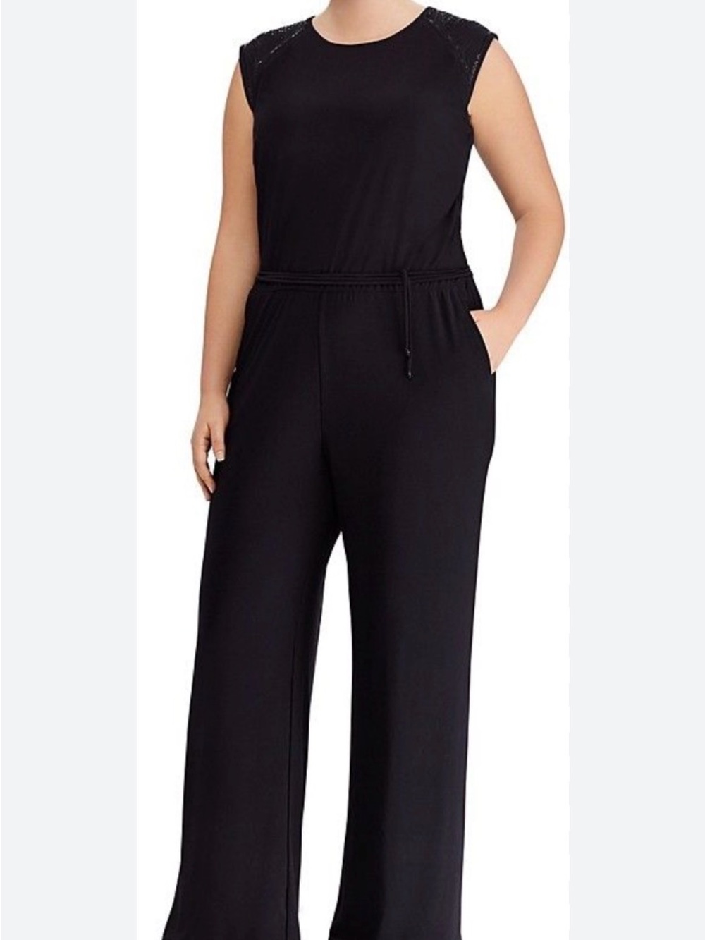 Lauren Ralph Lauren Black sequin Sleeveless Wide-Leg Jumpsuit plus size3XL NWT